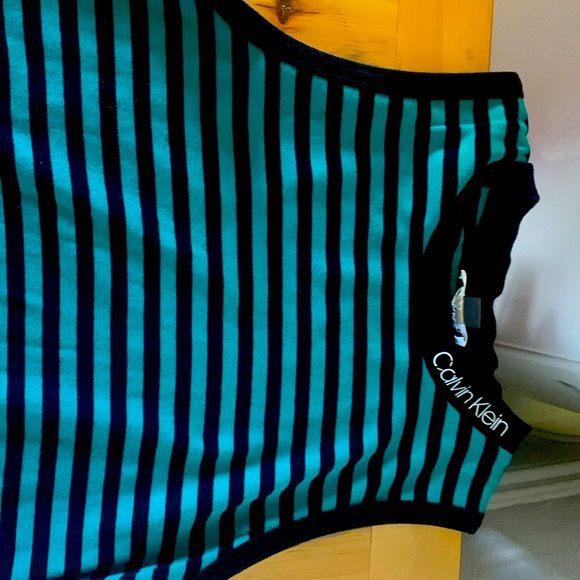 BEAUTIFUL CALVIN KLEIN STRIPED LONG DRESS SIZE SMALL GOOD CONDITION turquoise - Picture 2 of 2